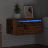 Wall Mounted Nightstand with LED Lights Vintage Wood Look
