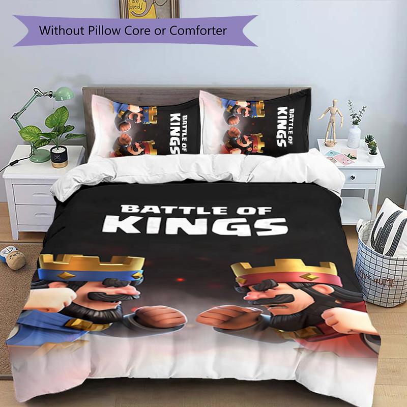 3pcs Clash Royale pattern bedding set duvet cover set includes duvet cover &pillowcases, perfect all season bedroom decoration & gift