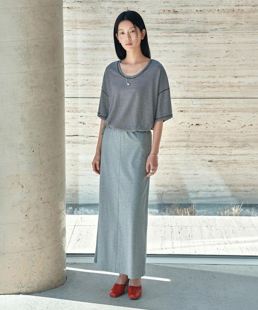 Siyajyu Sist9064 Flow Tension Banding Skirt_Melange Gray