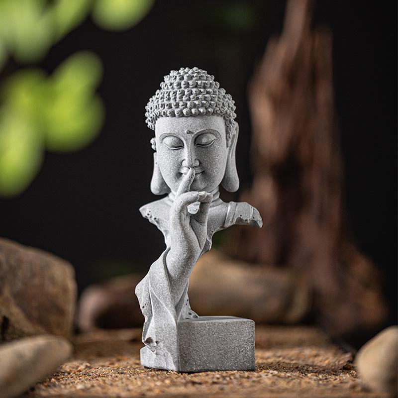Zen-Style Xian Porcelain Buddha Ornament: Creative Desktop and Tea Room Bonsai Decoration.