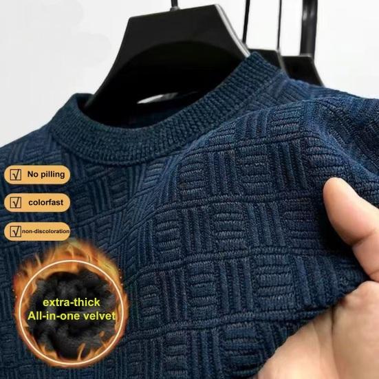 Männer Herbst Winter Top Rundhals Dick Warm Weich Einfarbig Langarm Pullover Mittellang Casual Bottoming Top Pullover Männliche Winterkleidung