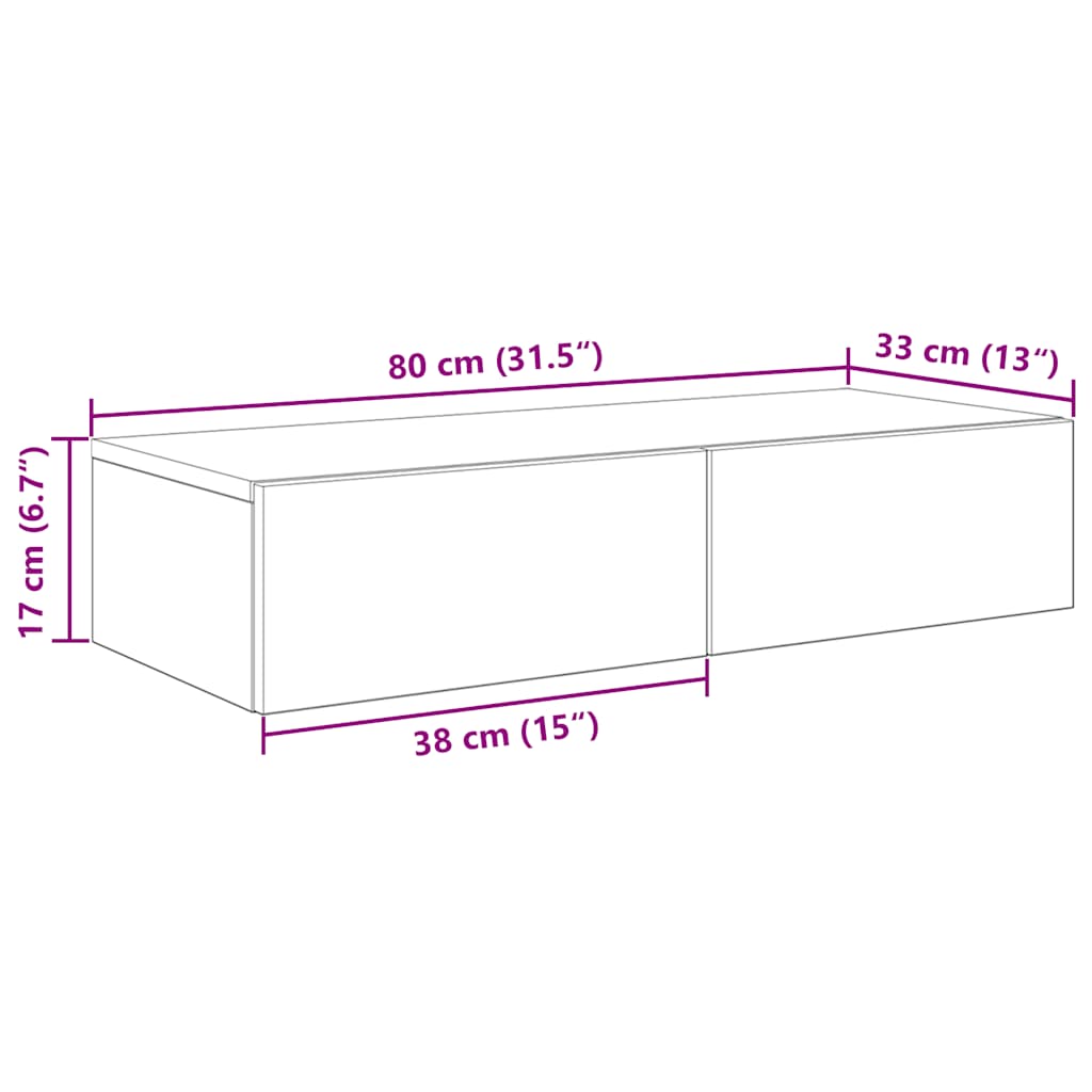 Wall Mounted Shelf with Drawers Artisan Oak Finish 80 x 33 x 17 cm Engineered Wood