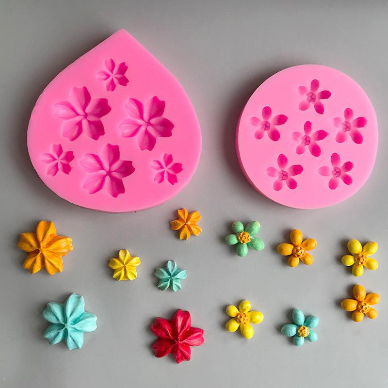3D Cherry Blossoms Flowers Silicone Mold Diy Sugarcraft Chocolate Fondant Cake Decorating Birthday Wedding Party Baking Mold