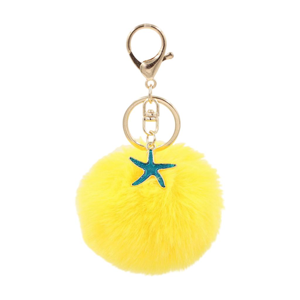 Soft Plush Starfish Keychain Accessory Durable Starfish Furry Sphere Keychain Key Chain Accessory for Fashion Lovers
