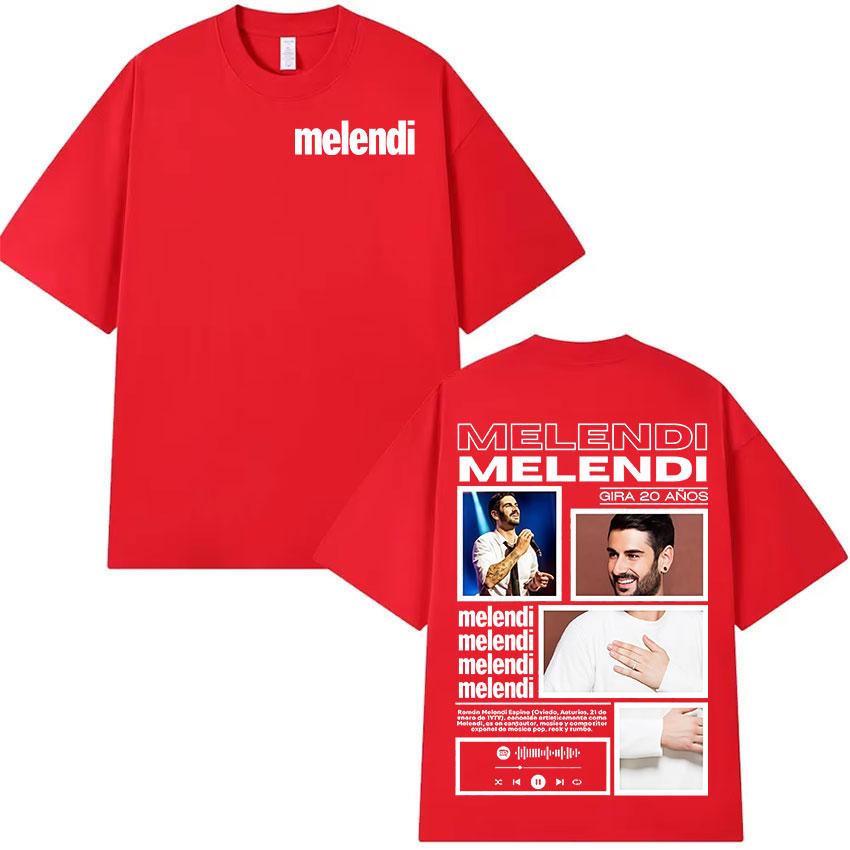 Rappeur Melendi Tournée 2025 Album Merch T-shirts Homme Vintage Coton Surdimensionné T-shirt Y2K Décontracté Haute Qualité Manches Courtes T-shirt
