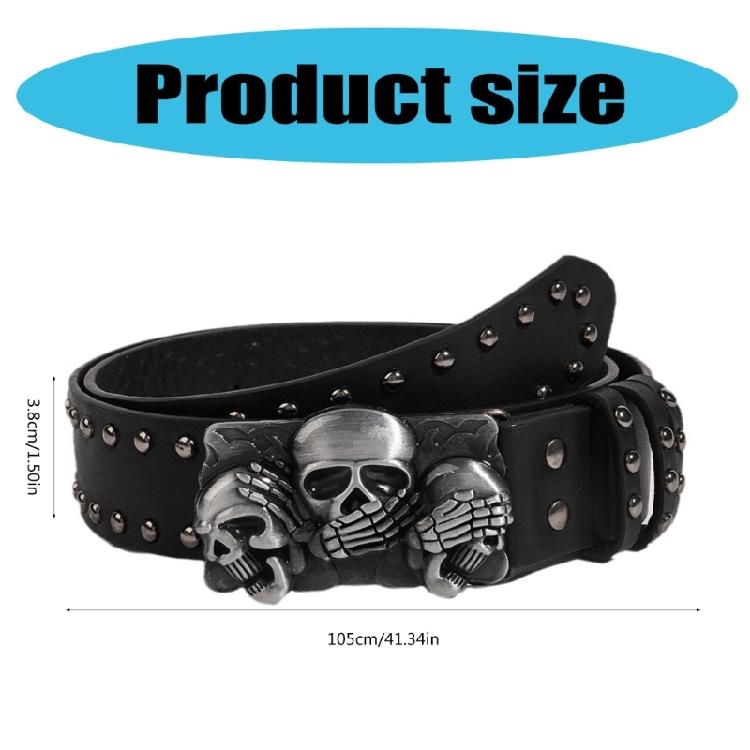 Skull Buckle Grunge Punk Waist Belt Modern Buckle for Jeans Dress Unsiex