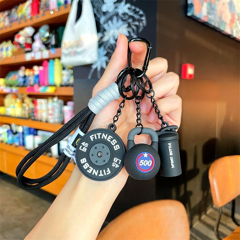 3DMini Dumbbell Fitness Kettle Keychain for Women Men Fashion Bag Pendant Fitness Enthusiast Athlete Bag Car Key Decoration Gift