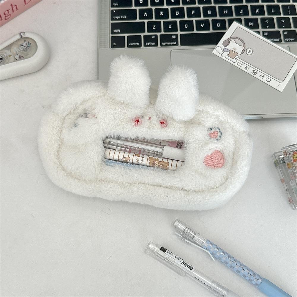 Puppy Transparent Pencil Pouch Bear Stationery Storage Bag Cat Plush Pen Case  Christmas Gift
