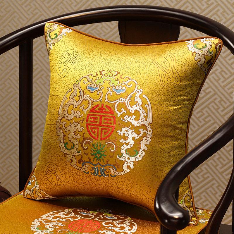 Chinese-Style Jacquard Square Pillow Cover Embroidered Lumbar Pillow Case Sofa Large Backrest Cover Hotel Office Home Decor