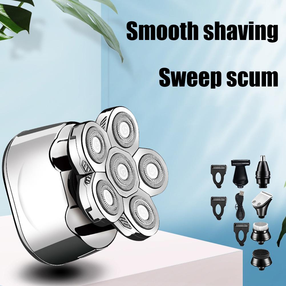 

6D плавающая роторная бритва мужская электрическая бритва для головы USB перезаряжаемый триммер для волос 6 в 1 водонепроницаемый