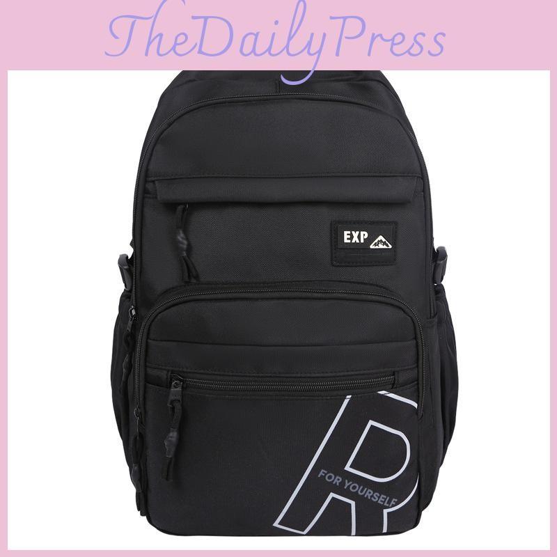 Big Capacity Contrasting Color Backpack With Letter Printing Design Daily For