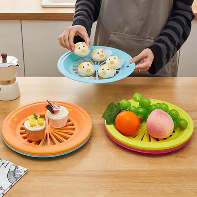 Plastic Round Hollow Basket Drainer Outdoor Picnic Food Tray BBQ Grill Plate Holder Wholesale