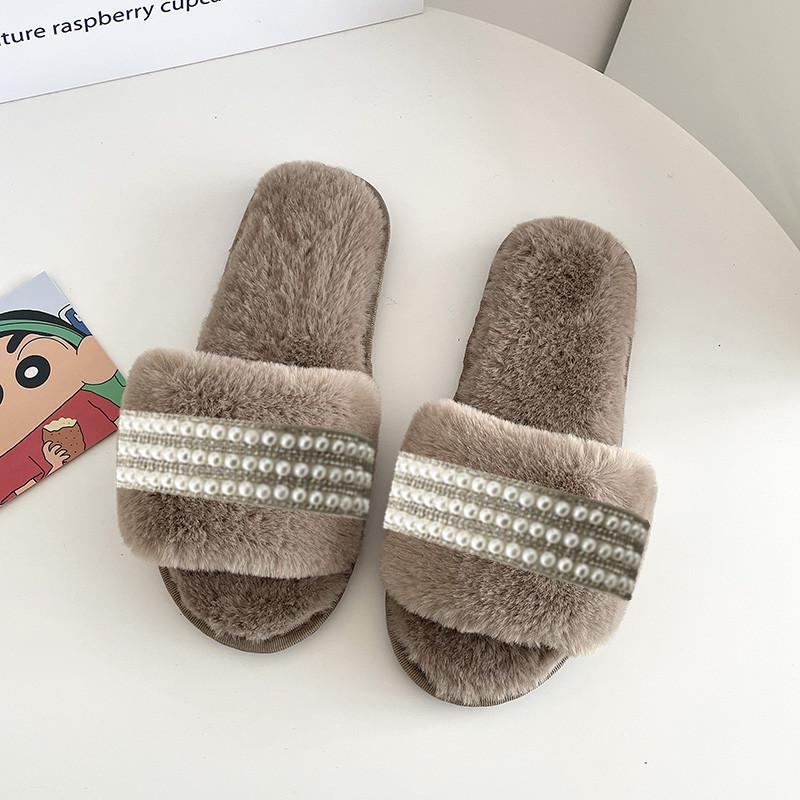 

Хлопковые тапочки женские зимние новые жемчужные комнатные домашние бытовые однословные теплые и нескользящие тапочки для беременных плюшевые 42