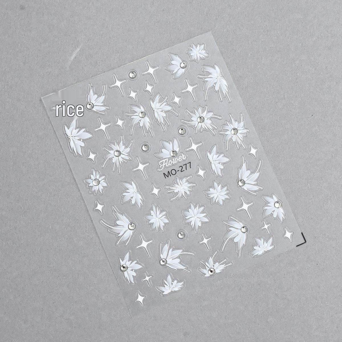 

Переливающиеся кристально-белые наклейки для ногтей «Первоцвет» - Полупрозрачные наклейки с цветами «Звездный взрыв»