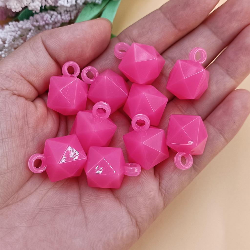 Home Party Supplies Beaded Colored Mobile PhoneChain Jewelry 10pcs 16 * 21mm Polyhedral cube Loose Bead Car Key Chain Acrylic Hanging Hole