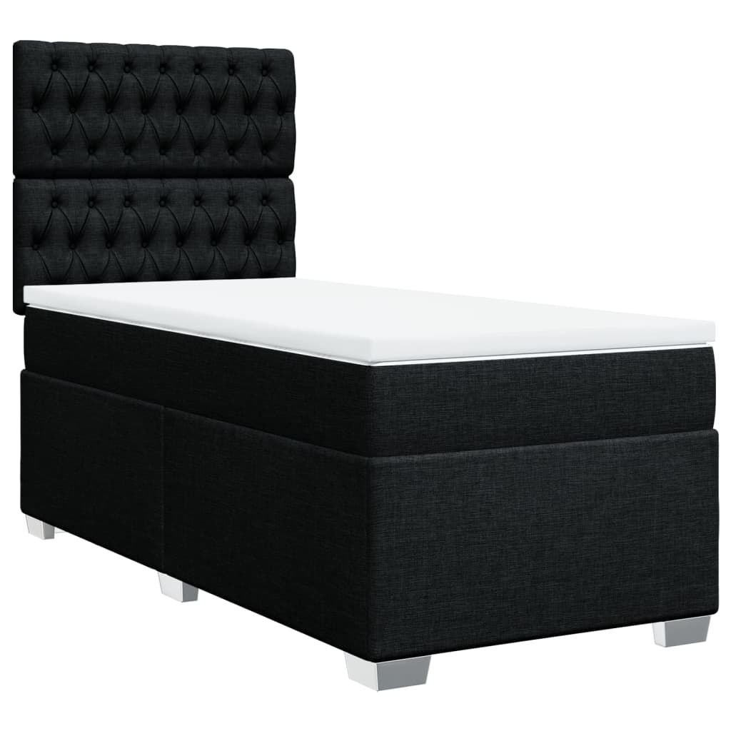 Vidaxl Continental Bed with Mattress, Black, Fabric 90X190 Cm
