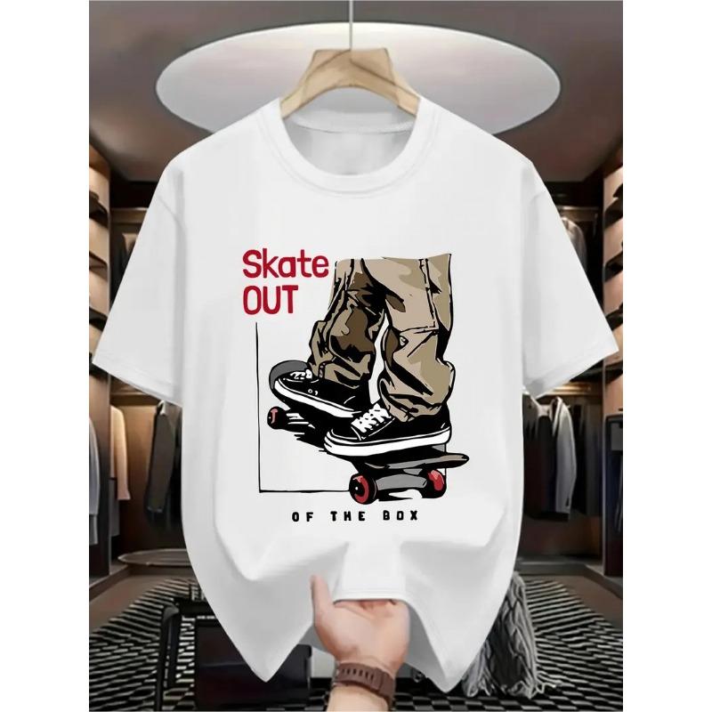 Boys Fashion Children s T-shirt Casual Skate OUT Print Children s Cute Short Sleeve T-shirt All-match Casual Tops 110 белый
