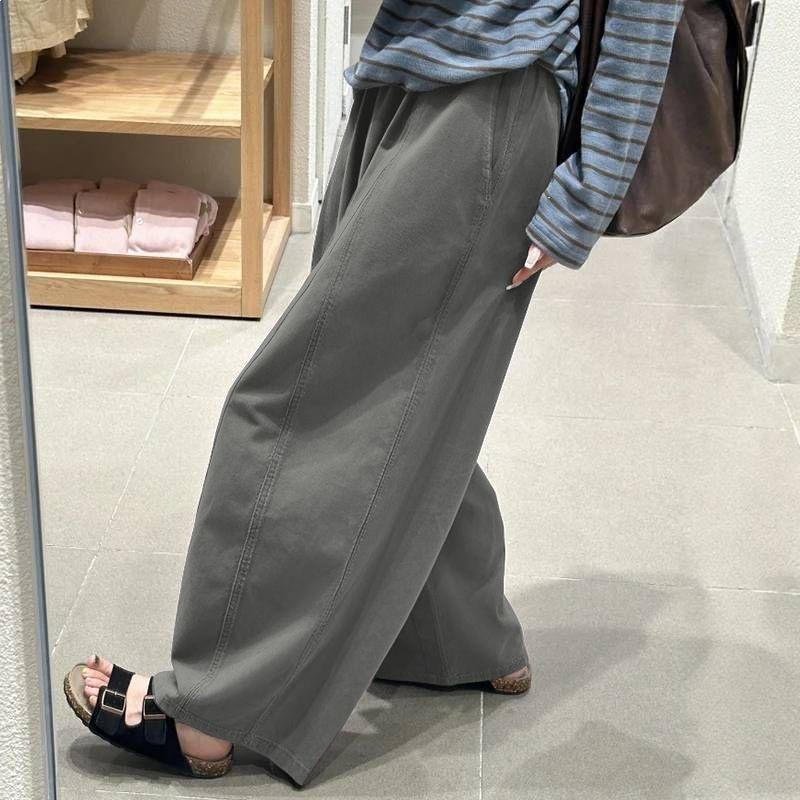Spring Apricot High Waist Balloon Pants - Women's Loose, Slimming Wide-Leg Casual Cropped Style