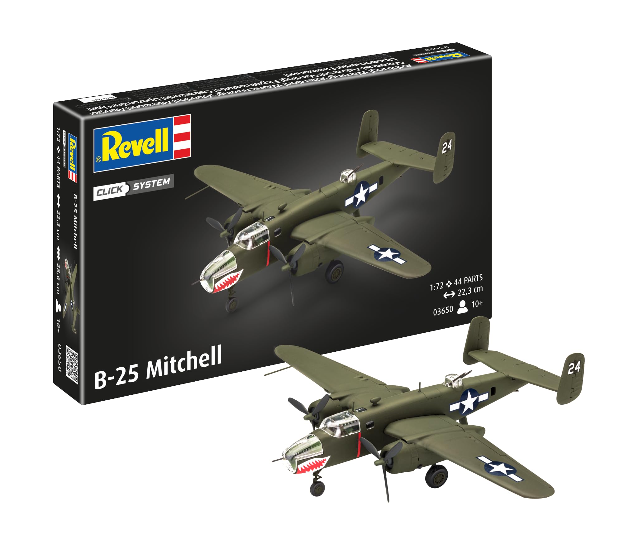

German Revell scale US Army Air Corps Mitchell plastic model kit 03650 1/72 B-25