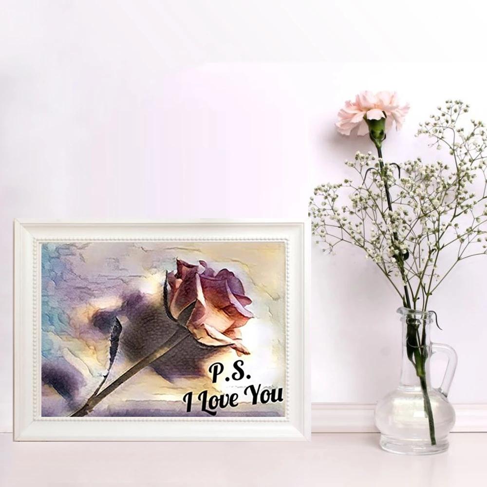 HUACAN Full Square Diamond Painting Flower Cross Stitch Needlework Art Embroidery Rose Mosaic Kit Home Decoration