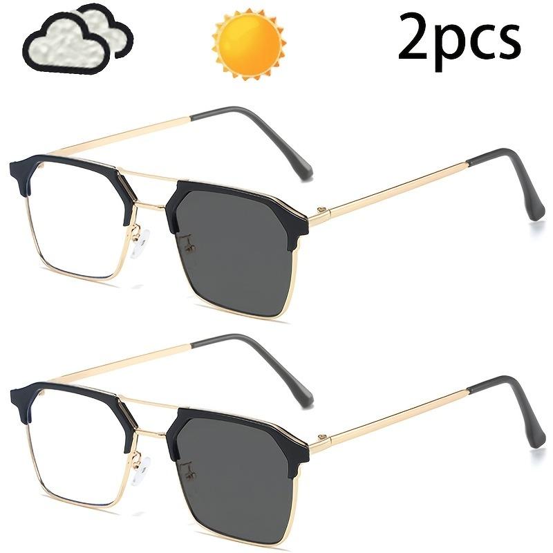 2 Pair of Ladies  Stylish Professional Style Outdoor Photochromic Stylish Eyeglasses Casual Sunshade Accessories