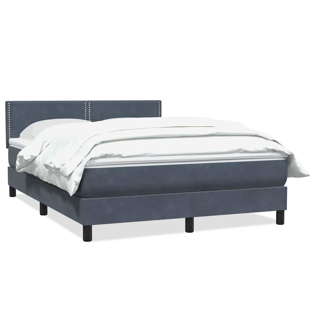 Box Spring Bed with Mattress Dark Gray 160 x 210 cm Velvet