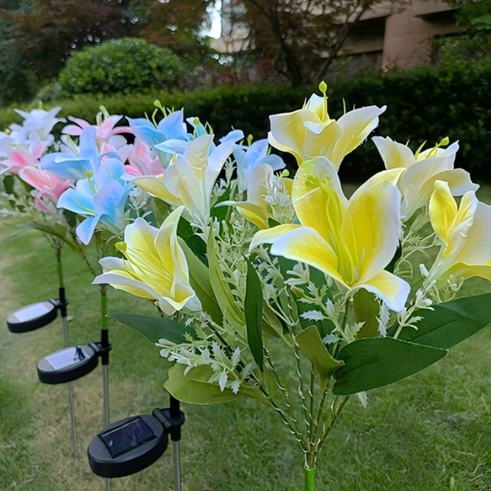 7 Heads Solar Flowers Garden Lights Solar Powered Waterproof LED Outdoor Flower Decor LED Lights Simulation Flower Lamp