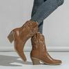 Winter Short Women's Boots High Heels Western Boots Embroidered Thread Thickened Thick Heel Platform Boots Women Shoes