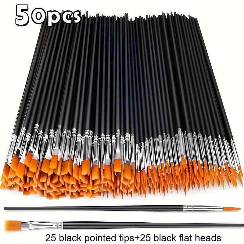 

Bristle Artist Brushes with Flat Head & Round Tip - Dual-Tone Black & Orange Handles,Durable Synthetic Bristles for Oil Painting