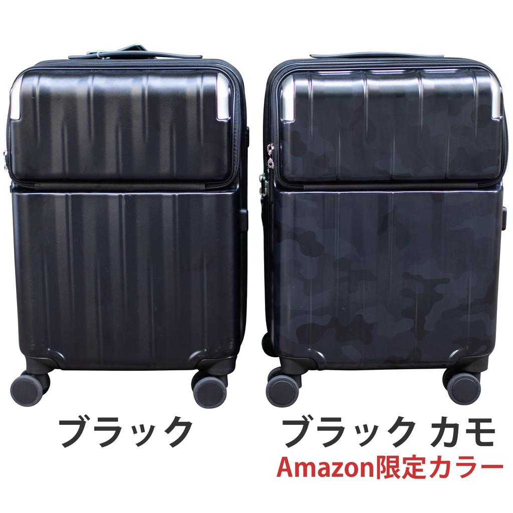 Carry Zipper Top Front with with Extended 35L Black Camo Exclusive [Travelist] Suitcase, Case, Carry, Carry-on Size, Open, Open, Brake, Stopper,