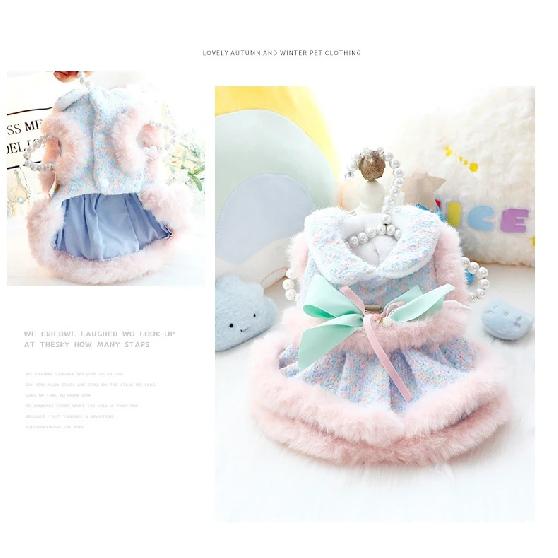 Luxury Dog Clothes Warm Princess Pet Dress Coat Symphony Fragrance Traction Dog Clothes for Small Dogs
