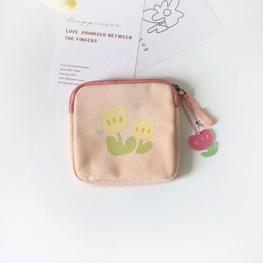 Cute Girls Coin Purse Spring Summer Simple Tulip Wallet Women Napkin Storage Bag Student Simple Small Item Bag Coin Purses