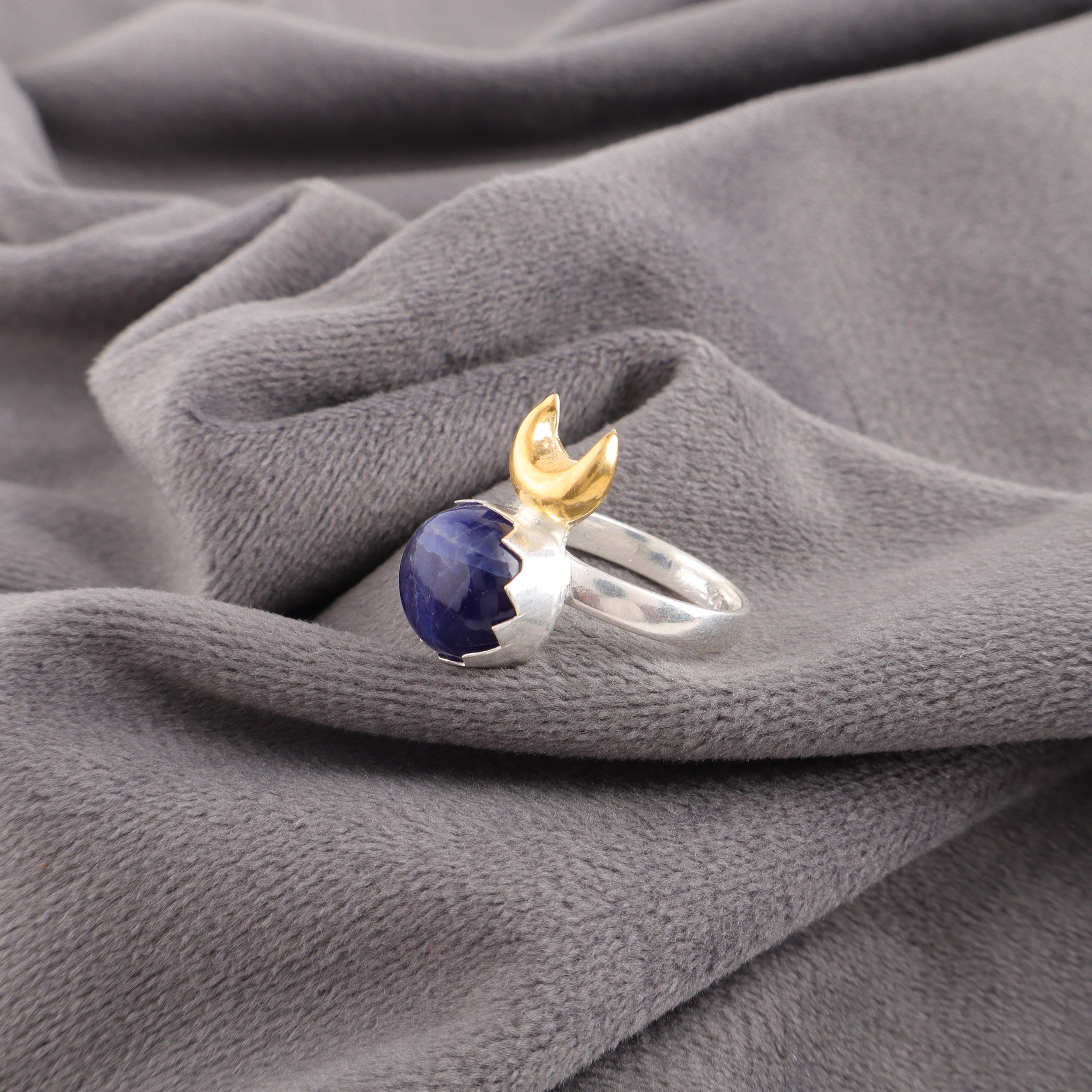 

Кольцо с содалитом ручной работы, кольцо из стерлингового серебра 925 пробы, антикварное украшение, кольцо для помолвки в подарок 12 синий