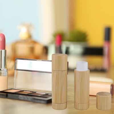 2 Pcs Empty Bamboo Lipstick Tubes Lip Gloss 5g Mini Balm Bottle for Girls Women Makeup