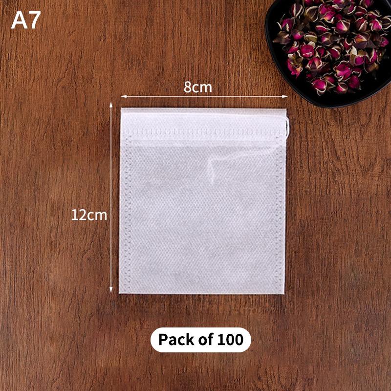 100Pcs Disposable Tea Bag Pouch Empty Non-Woven Fabric Drawstring Bag For Tea Infuser Spice Loose Coffee Seal Filter Mesh Bag
