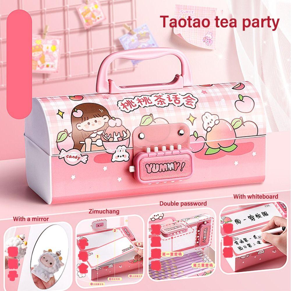 Penneveske med stor kapasitet med passordlås, skrivebordsorganisator, studentgave