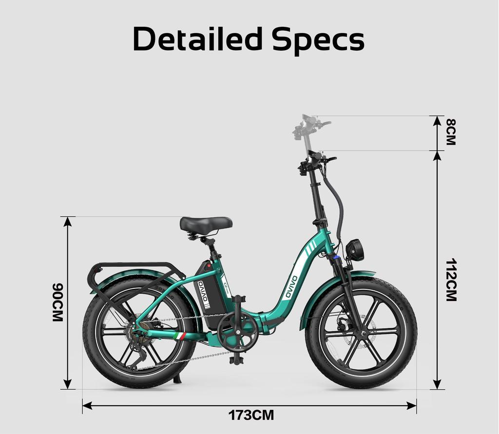 OVIVO C2PRO Elektrofahrrad 250W Motor 48V 18Ah/846Wh Akku Daumengas + Booster-Sensor, 20*4.0 Schneereifen