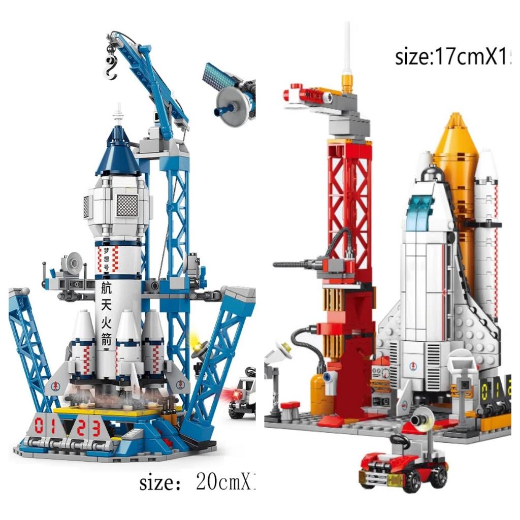 Space Rocket Launching Model Building Blocks City Aerospace Space Station Shuttle Ship Astronaut Bricks Toys Children