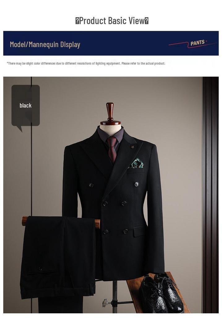 Men's High-End Slim-Fit Suit Set: Business Formal, Groomsman, Wedding Groom's Wear, Wrinkle-Resistant Jacket