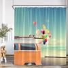 Camping Shower Curtain Camper Travel Bus Beach Coconut Tree Surfboard Outdoor Action Bathroom Decoration Rv Shower Curtain