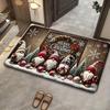 Christmas Gnome Area Rug Winter Snow Scene Non Slip Floor Mat for Entrance Hallway Bedroom Xmas Holiday Home Decor
