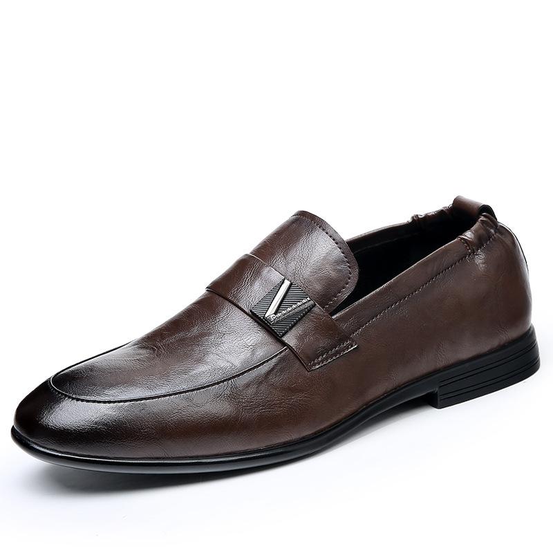 High-end small leather shoes men's soft-soled formal wear business 2025 new Korean version black leather shoes men's casual wedding shoes trend