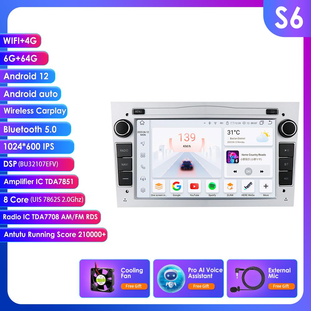 Hizpo Android 14 CarRadio DSP Wireless Carplay Auto for Opel Astra H J 2004 Vectra Vauxhall Antara Zafira Corsa C D Vivaro Meriva Veda