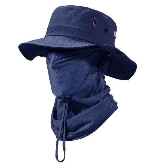 Ice Silk Fishing Hat, Breathable Quick-Drying Fabric Sun Hat with Wide Brim, Detachable Face Guard Adjustable Fit Sun Protection Hat for Outdoor