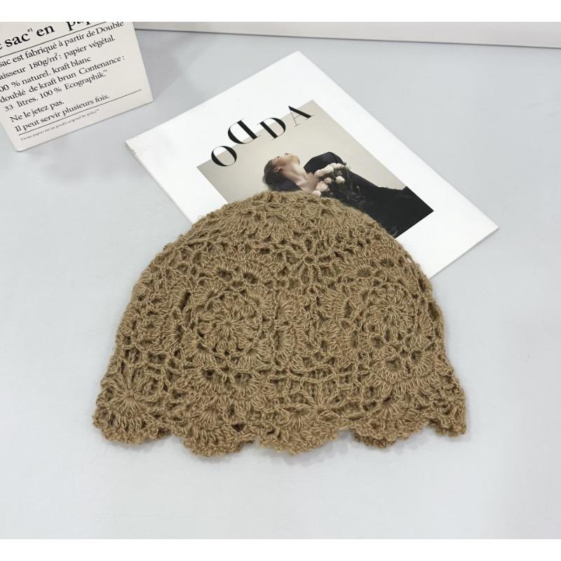 25 Early autumn retro handmade knitted hat hollow hook-up pullover hat versatile bag head hat tide