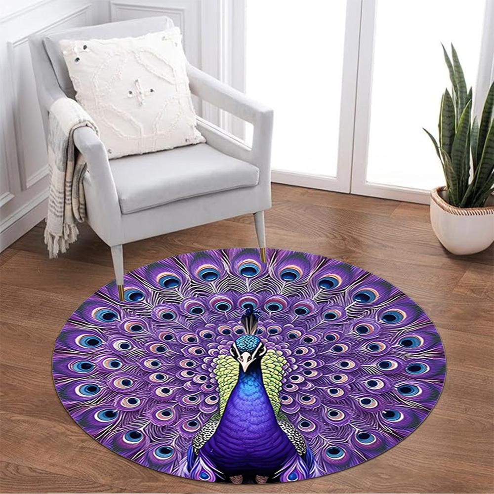 1pc Home Carpet Peacock Design Non-slip Rug for Office Decor and Living Room Gift Ideas