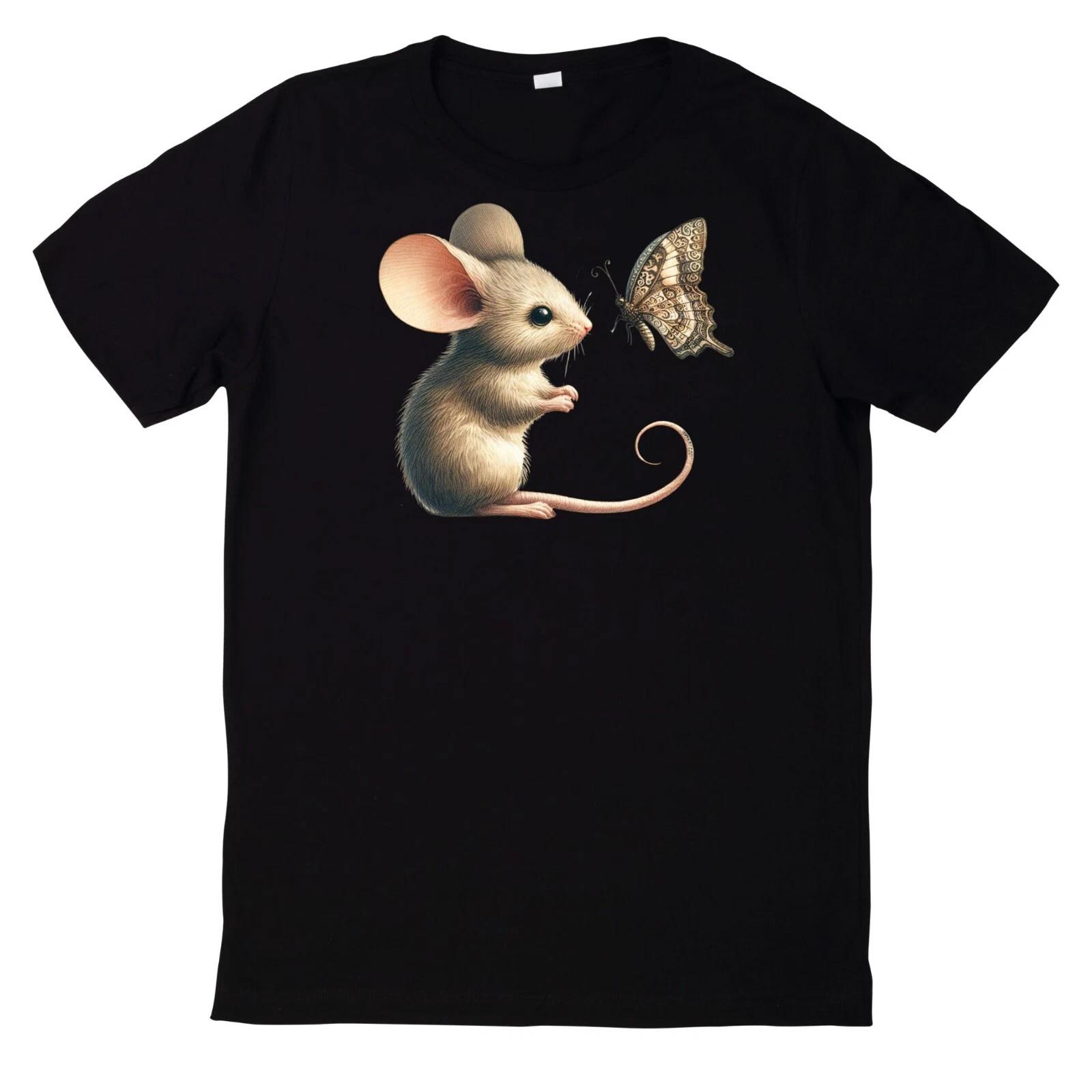 T-Shirt Maus und Schmetterling Motiv L