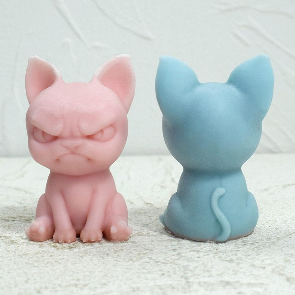 3D Animal Candle Mold, Angry Cat Candle Mold for DIY Candle Gypsum Ornaments Home Decorations, Epoxy Resin Casting
