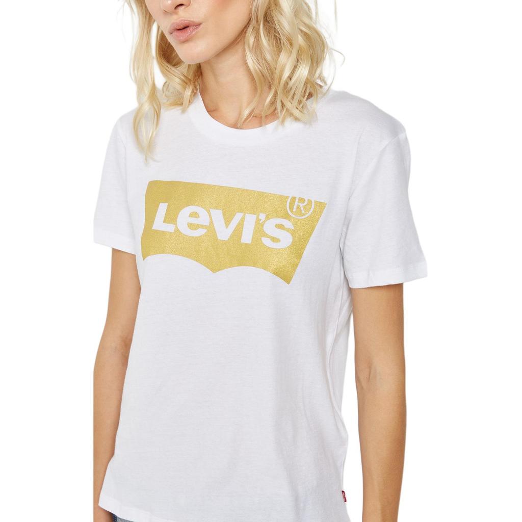Levis Plain Logo Print Round Neck Short Sleeve T-Shirt Women tops White 17369-0264