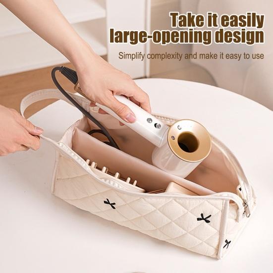 Gesteppte Reisetasche Tragbar Große Kapazität Reißverschluss Aufbewahrungstasche Haartrockner Styling-Tools Leicht Tragbar